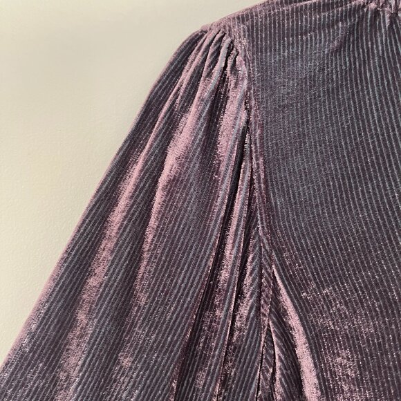 Bella Dahl Eggplant Silk Blend Velvet Long Sleeve Top, Size Medium - Picture 3 of 10